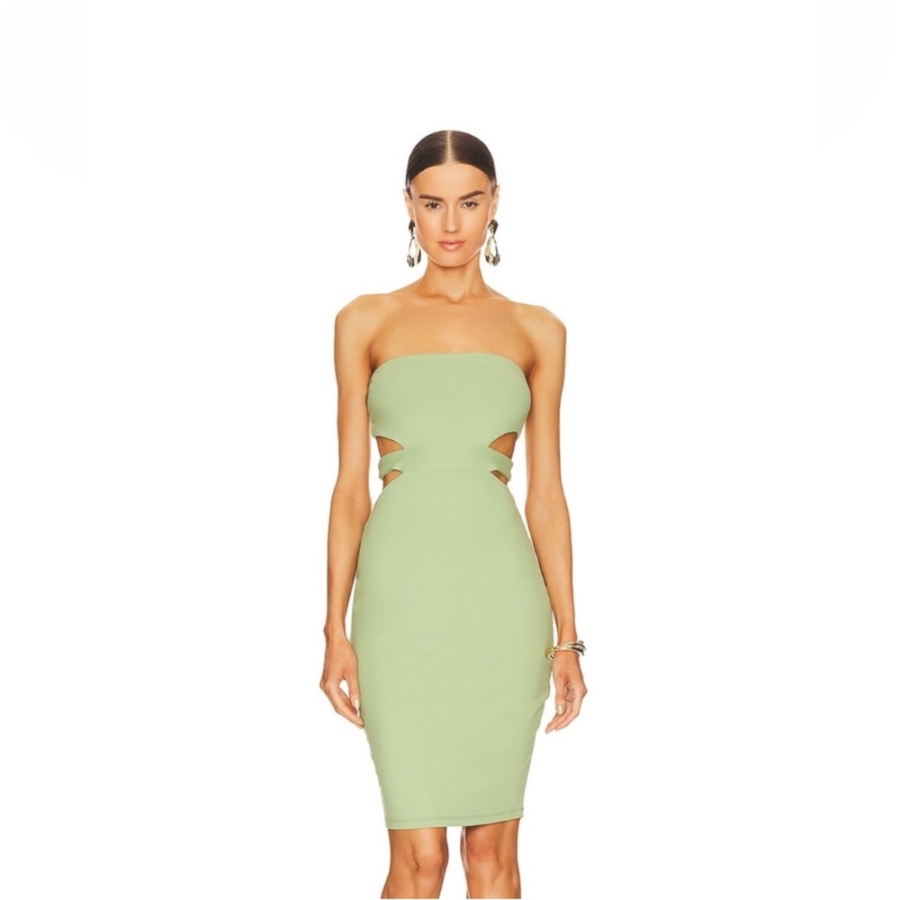 Susana Monaco clover green strapless cutout dress
